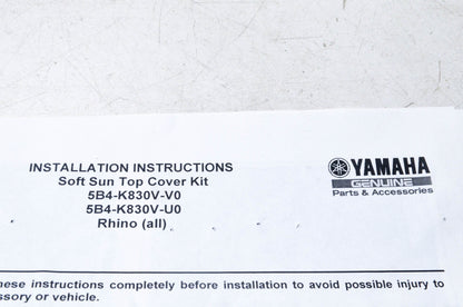 New OEM Yamaha 5B4-K830V-00-00 Rhino Soft Top Kit NOS