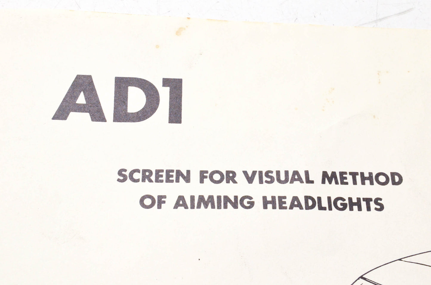 Aftermarket AD1 Manual Headlight Aiming Screen NOS