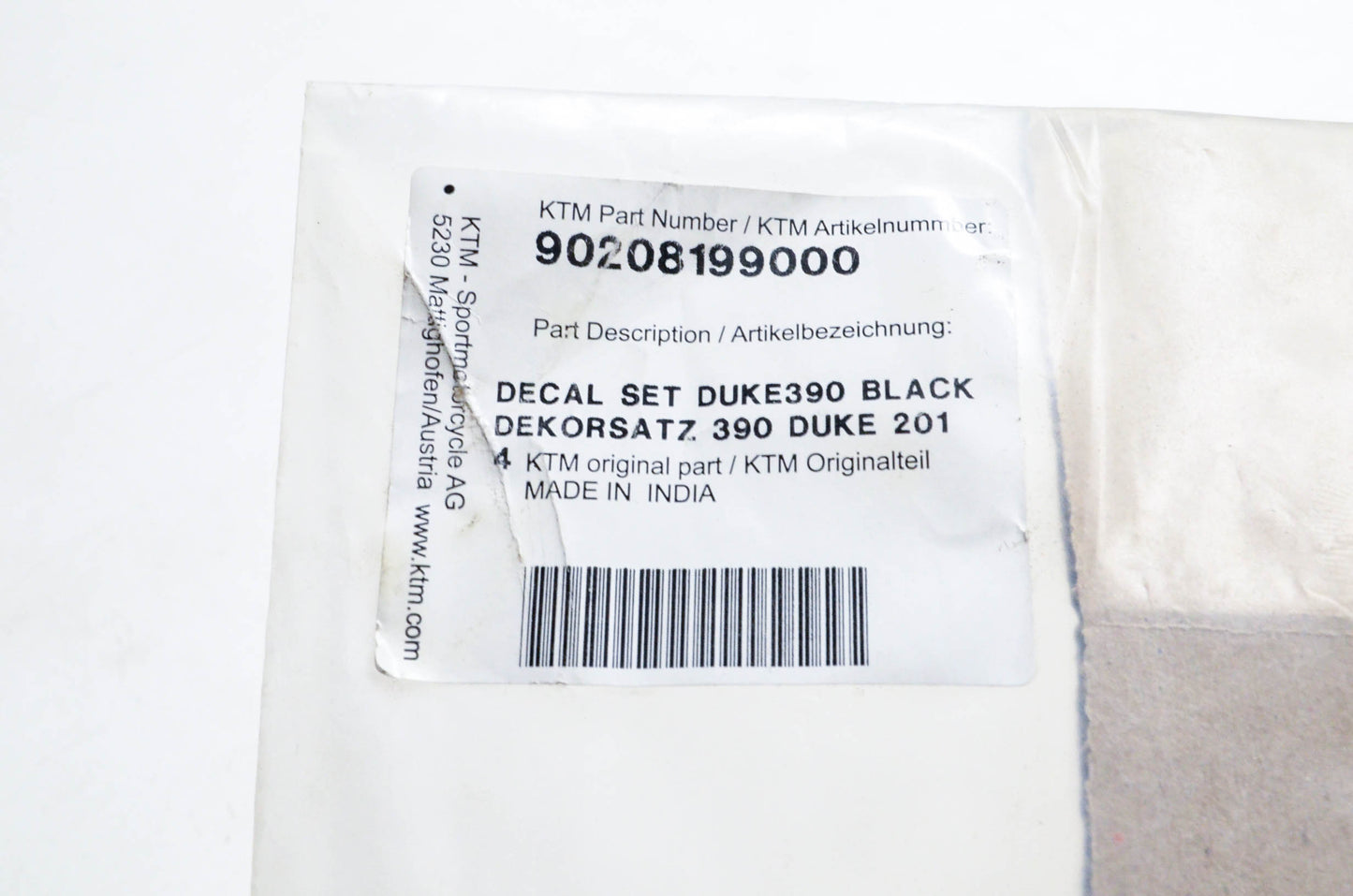 New OEM KTM 90208199000 Duke 390 Decal Kit NOS