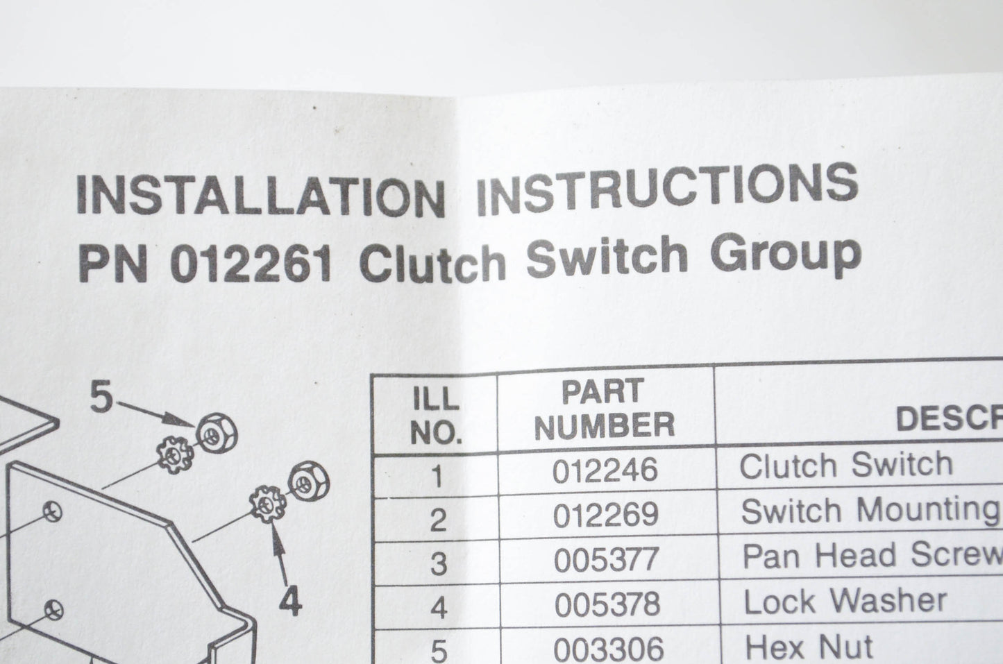 Jacobs Vehicle 012261, 00-003965 Clutch Switch Kit NOS