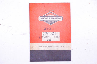 New OEM Briggs & Stratton 220521 Filter Retainers Qty 2 NOS