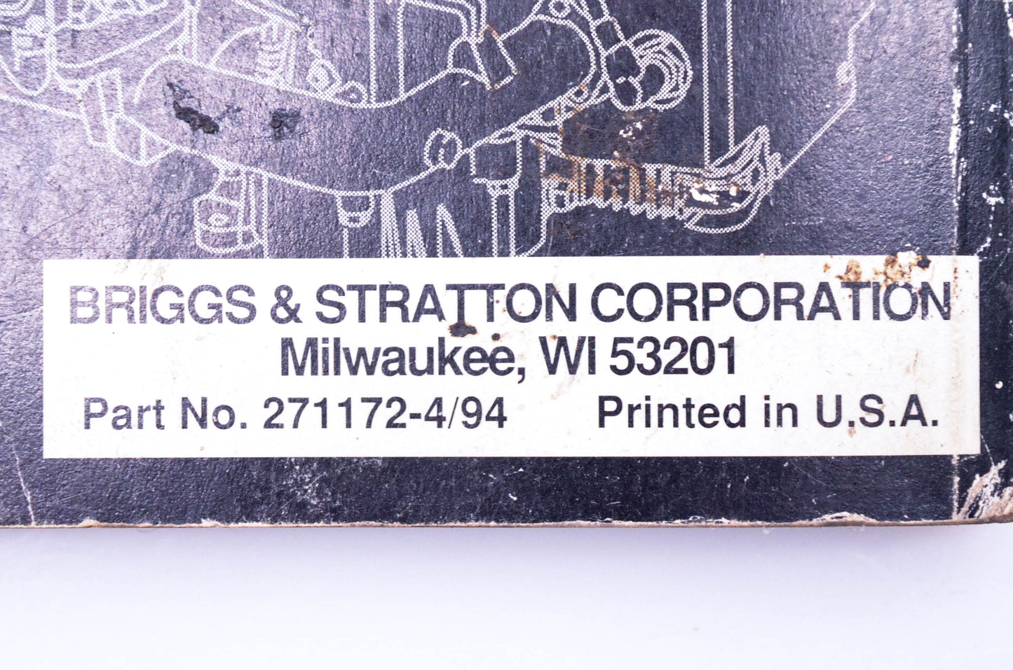 OEM Briggs & Stratton 271172 4 Cycle Twin Cylinder L Head Engine Repair Manual