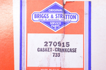 New OEM Briggs & Stratton 270915 Crankcase Gasket NOS