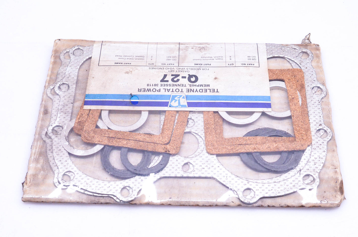 Teledyne Total Power Q-27, QD-631 Manifold Gasket Kit NOS