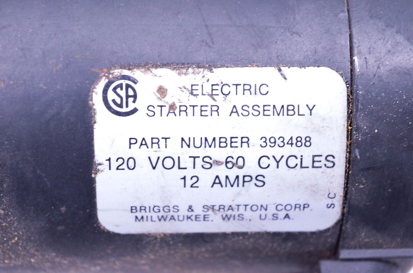 OEM Briggs & Stratton 393488 Starter Motor Assembly w/ Crank Button