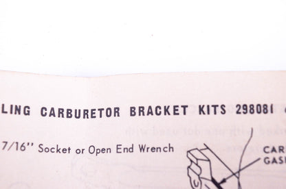 New OEM Briggs & Stratton 298081 Carburetor Bracket Kit NOS