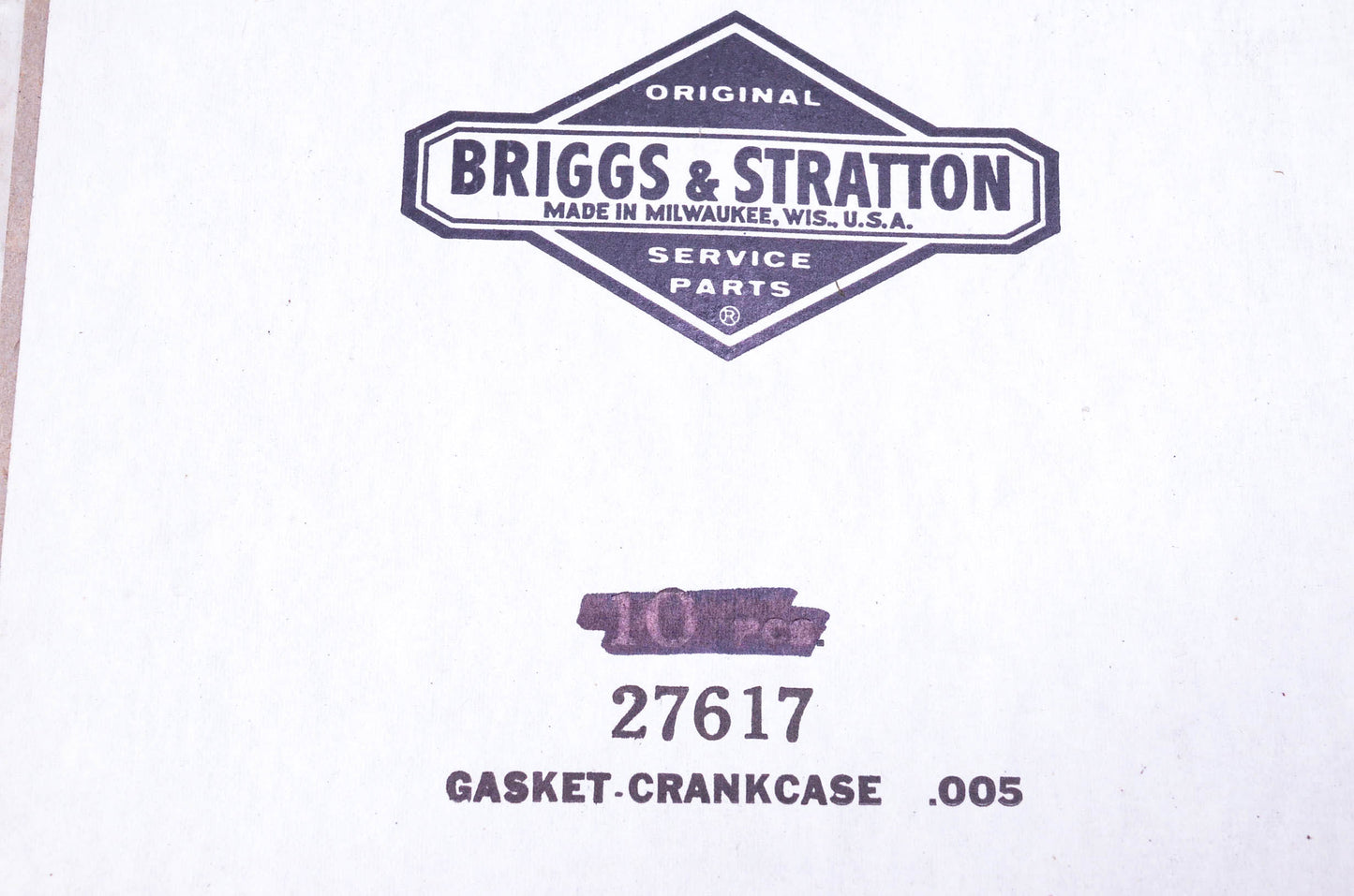 New OEM Briggs & Stratton 27617 Crankcase Gasket NOS