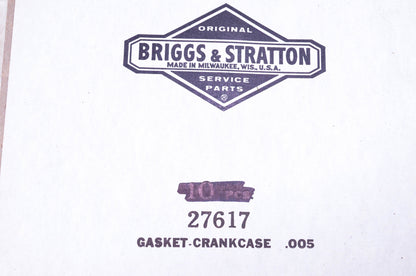 New OEM Briggs & Stratton 27617 Crankcase Gasket NOS