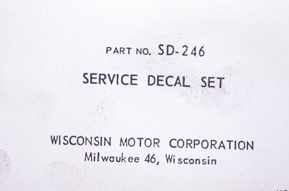 Wisconsin Parts SD-246 Decal Kit NOS