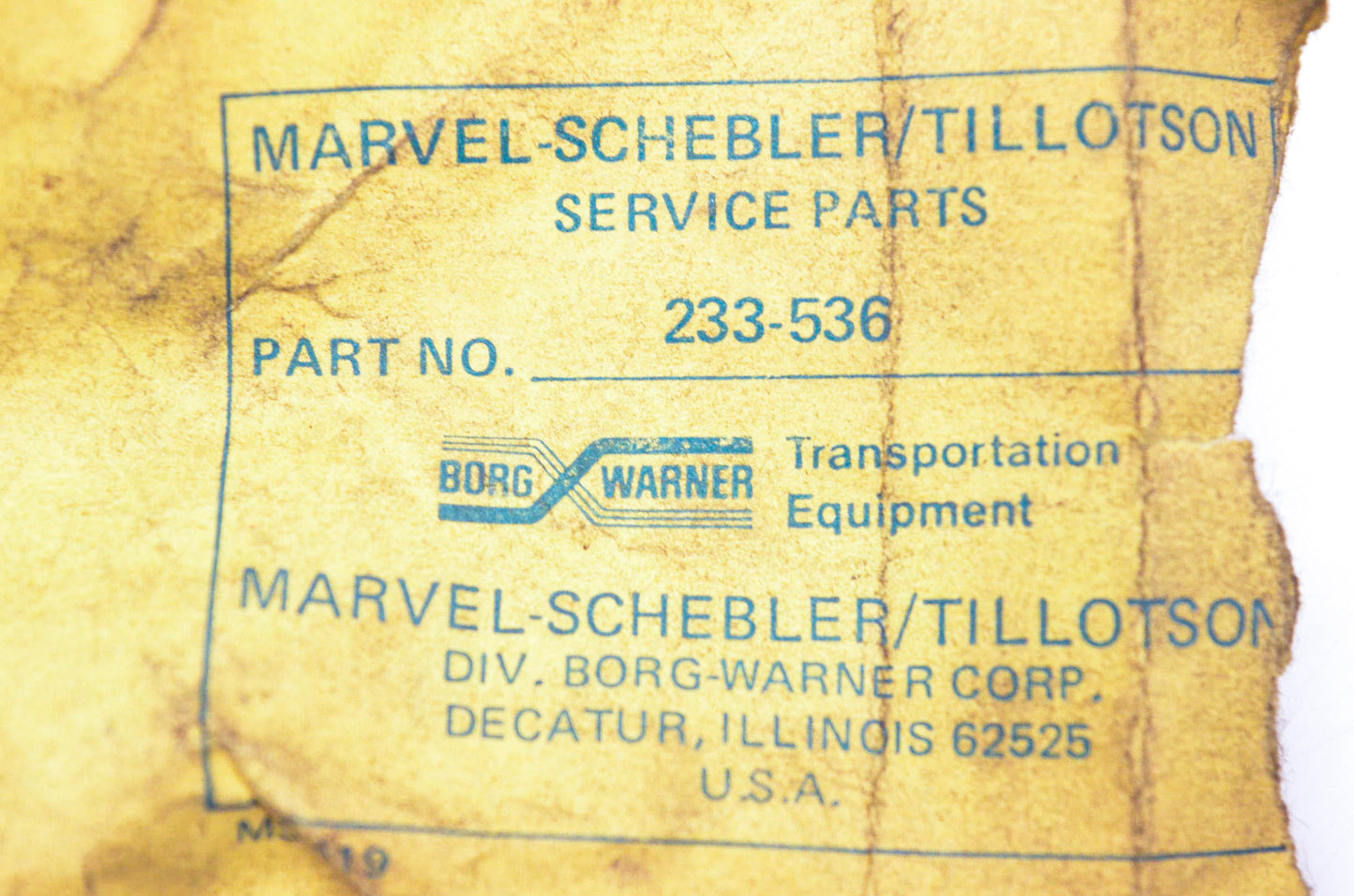 Marvel-Schebler 233-536 Valve Seat NOS