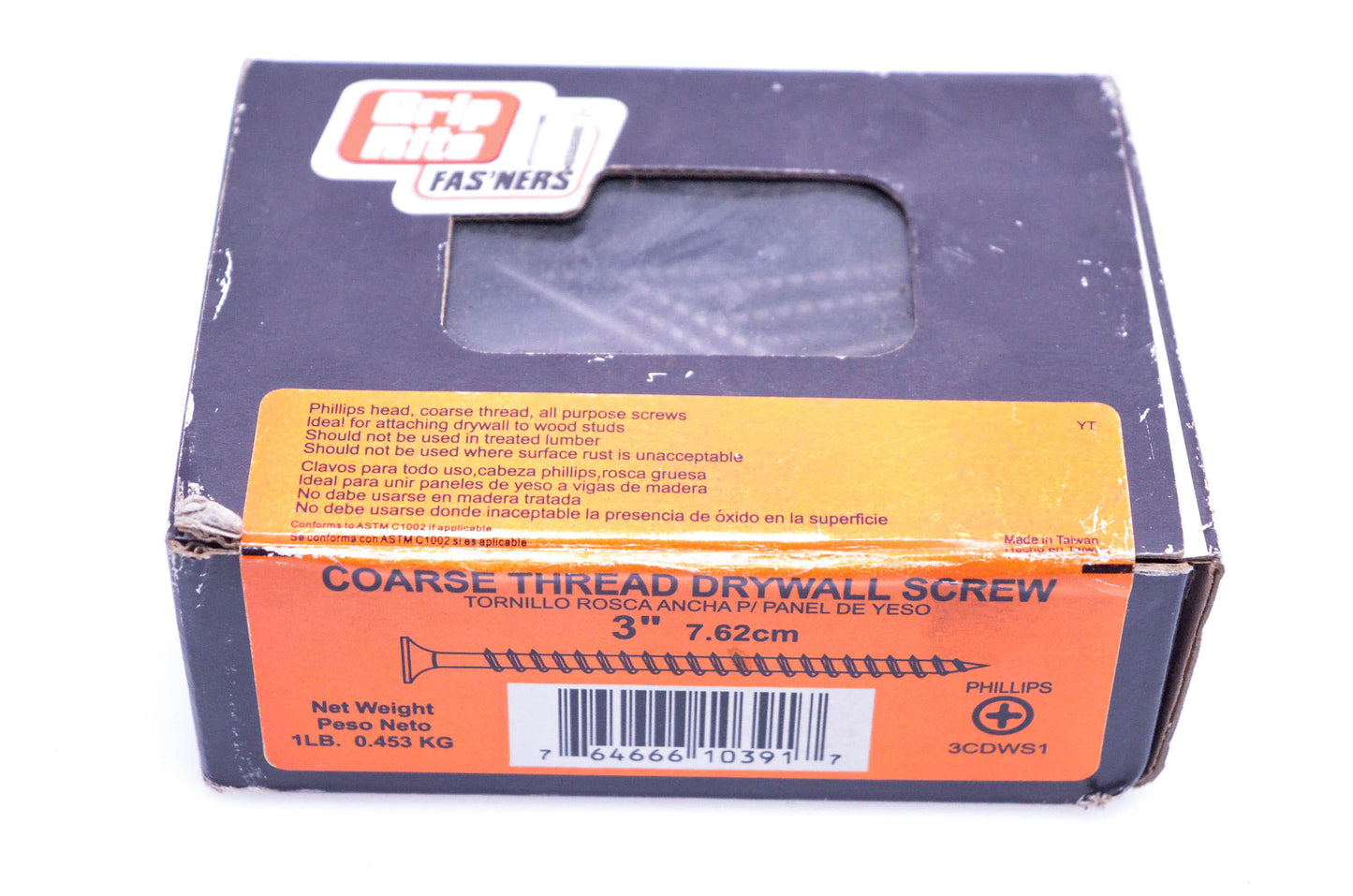 Grip Rite 3CDWS1 Course Thread 3" Drywall Screws NOS