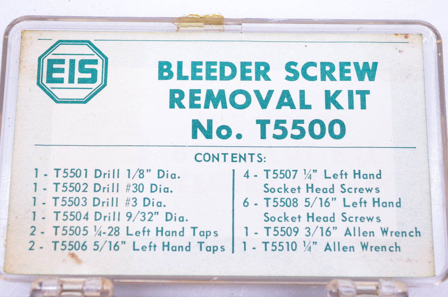 EIS T5500 Bleeder Screw Removal Kit NOS