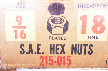 Dorman 215-015 SAE Hex Nuts 9/16-18 Qty 24 NOS