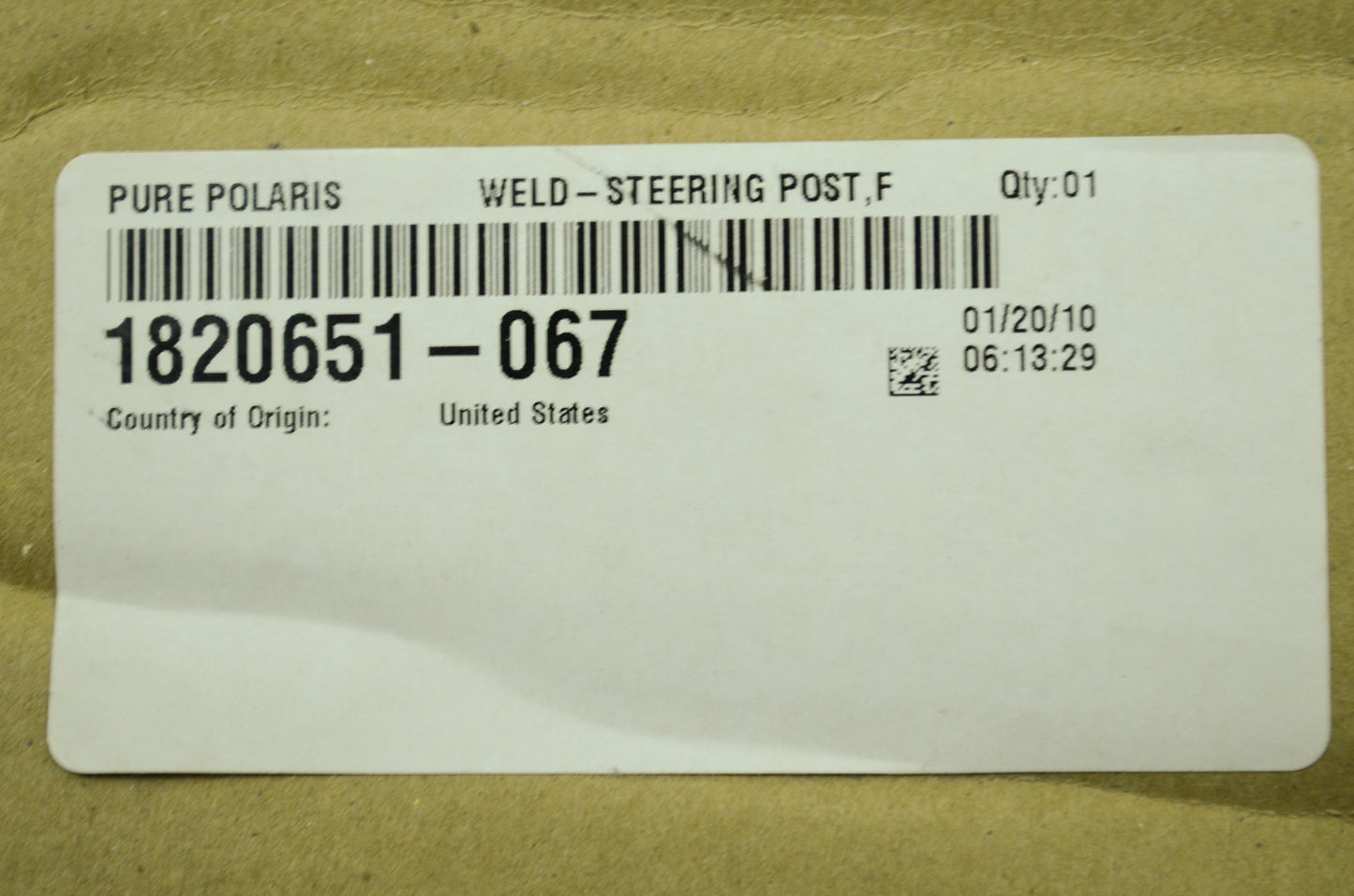 OEM Polaris 1820651-067 Black Formed Steering Post NOS