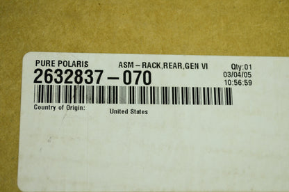 OEM Polaris 2632837-070 Black Rear Rack Assembly NOS