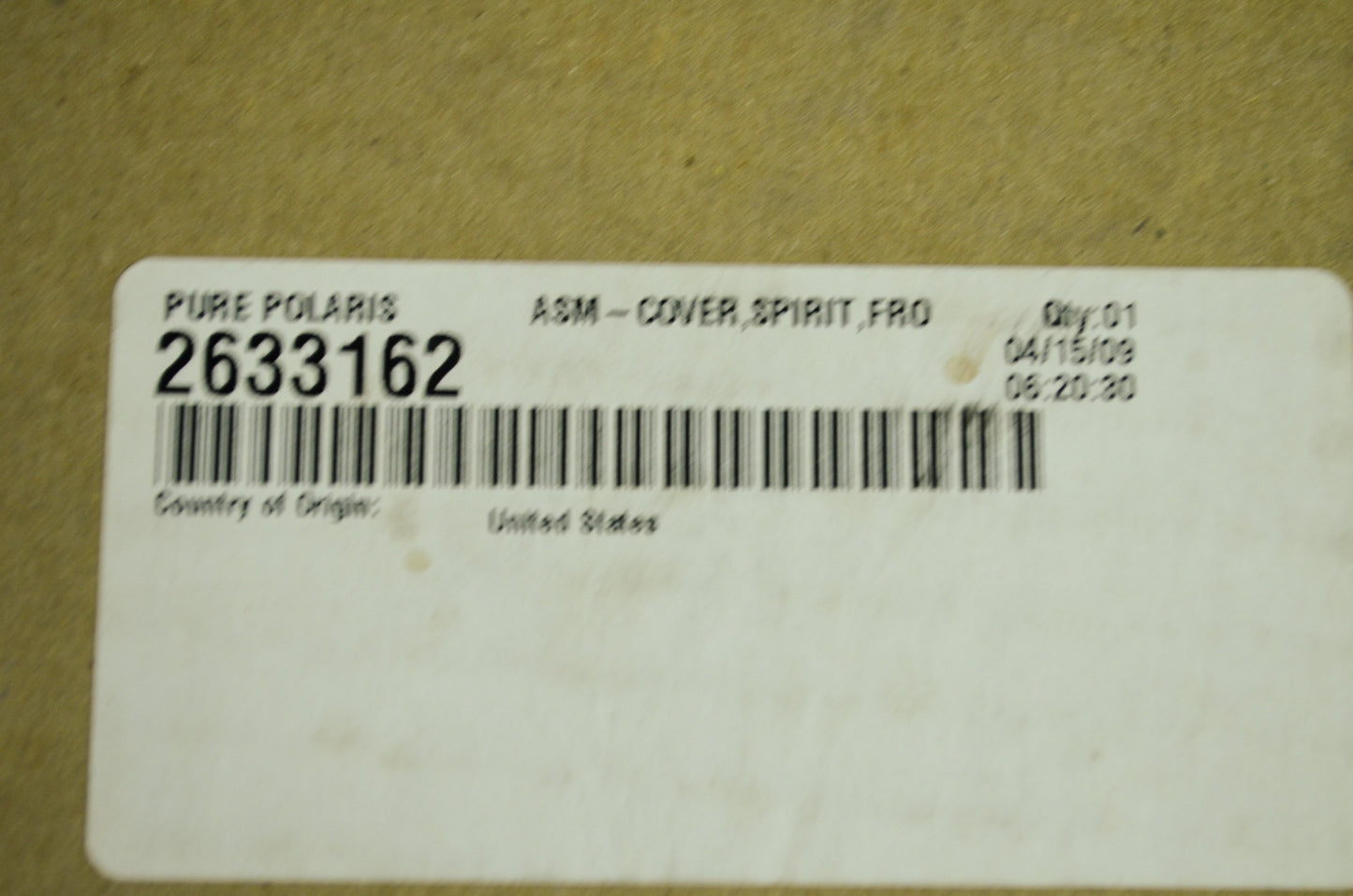 OEM Polaris 2633162 Front Service Cover Assembly NOS