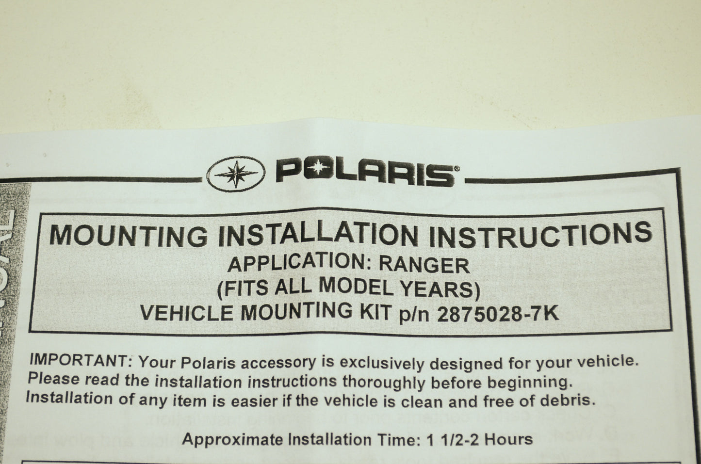 Plow Mounting Frame Glacier HD Ranger NOS