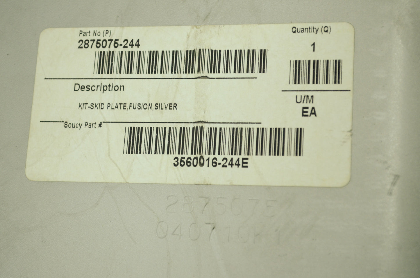 Skid Plate 05-06 Fusion Gray NOS