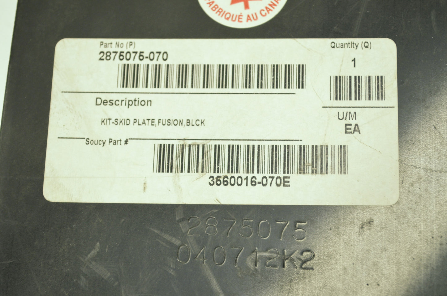Skid Plate 05-06 Fusion Black NOS