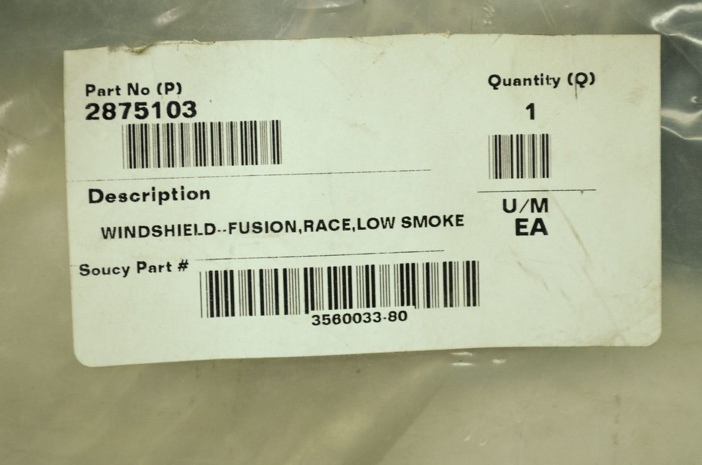 Polaris Windshield 10' Low Race Smoke Fusion