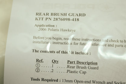 Polaris Rear Brushguard 2006 Hawkeye