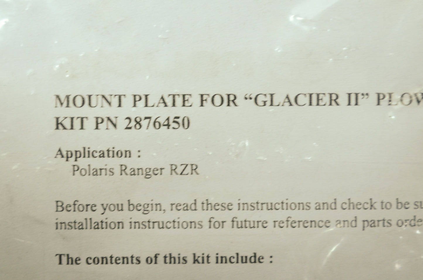Polaris Plow Mount Kit Glacier II 08-14 RZR