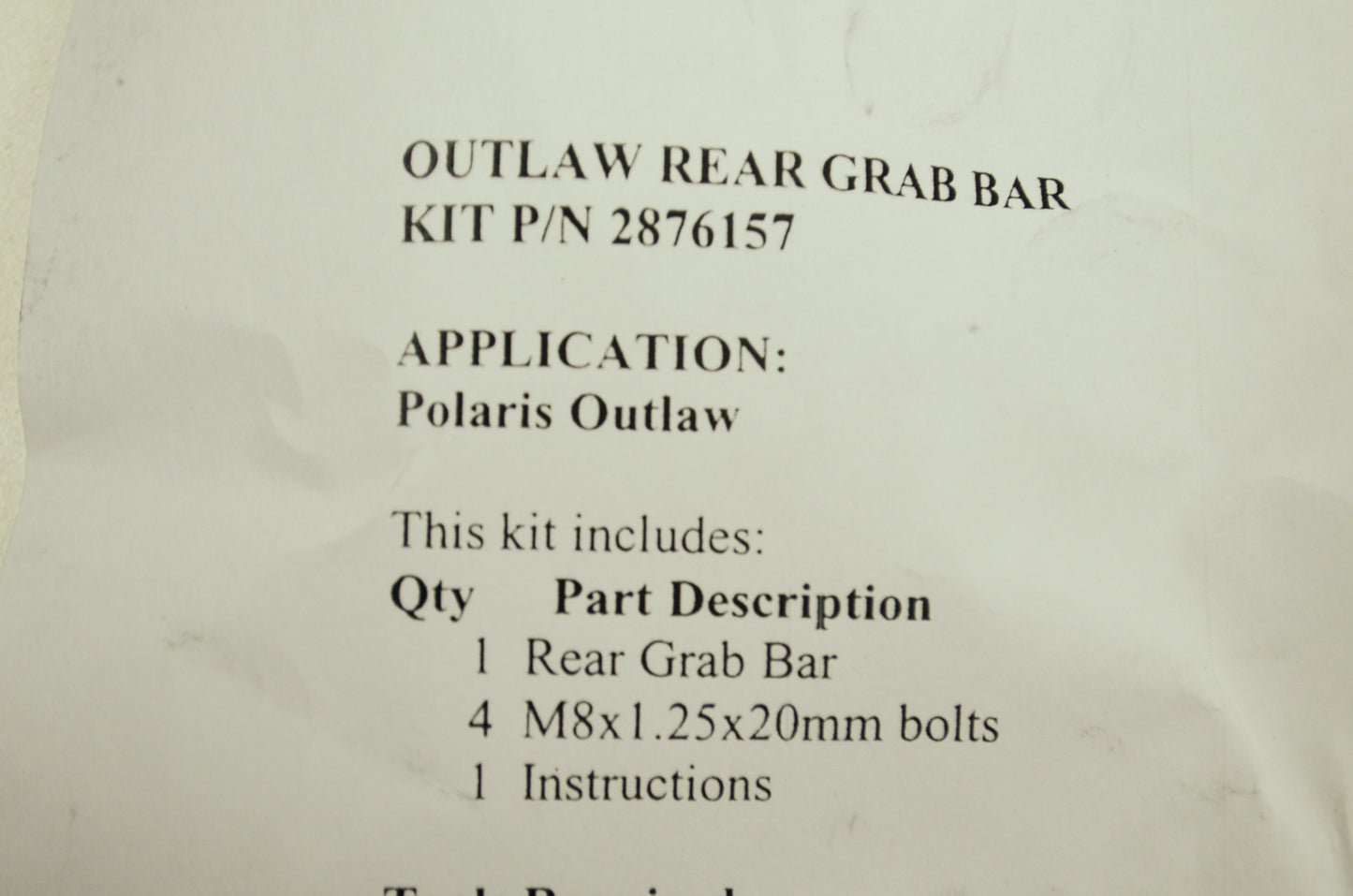 Polaris Rear Grab Bar IRS 07-08 Outlaw 450 525