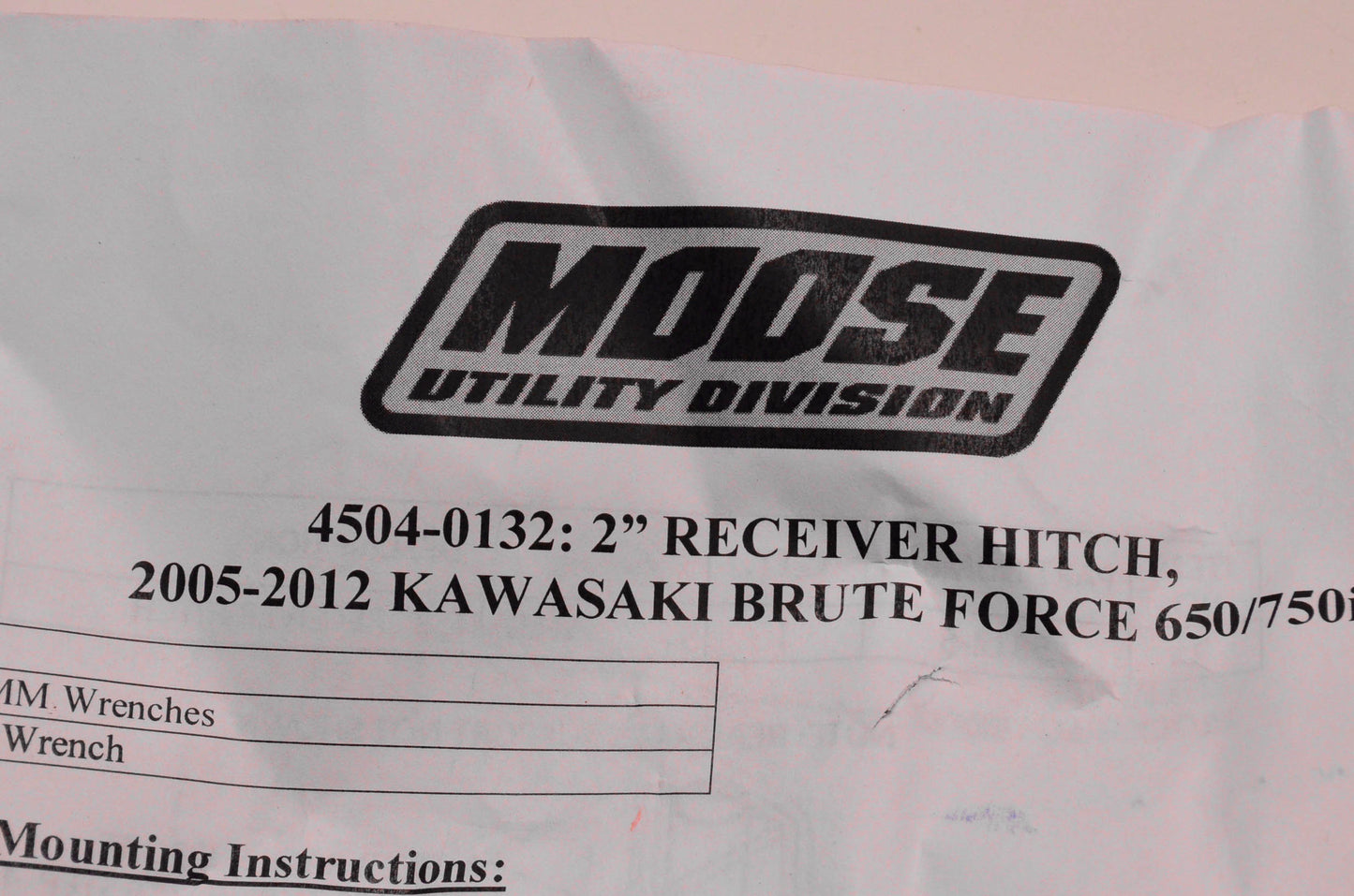 Moose Utility Division 4504-0132 Receiver Hitch 2 Inch NOS