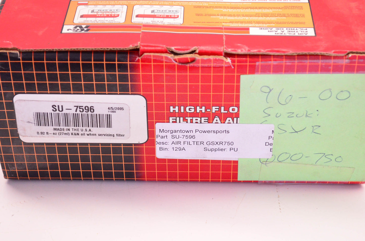 K&N SU-7596 High Flow Air Filter Kit NOS