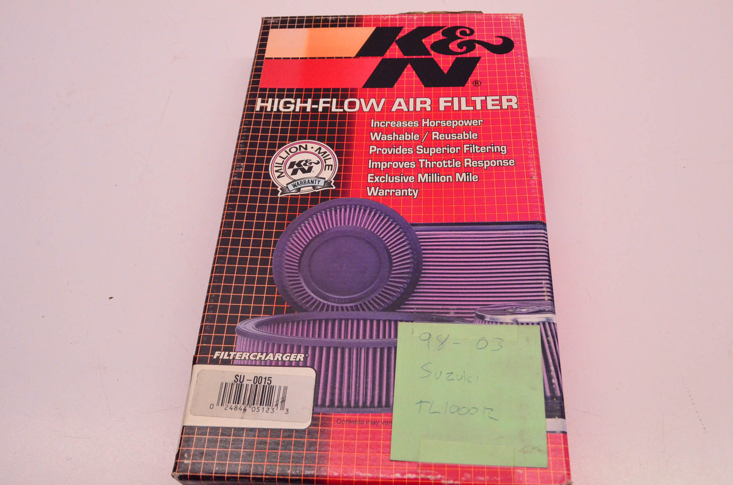 K&N SU-0015 High Flow Air Filter NOS