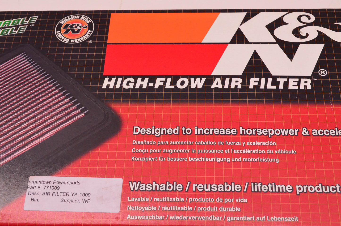 K&N 771009, YA-1009 High Flow Air Filter NOS