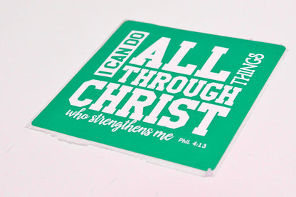 Aftermarket I Can Do All Things Through Christ Sticker Green NOS