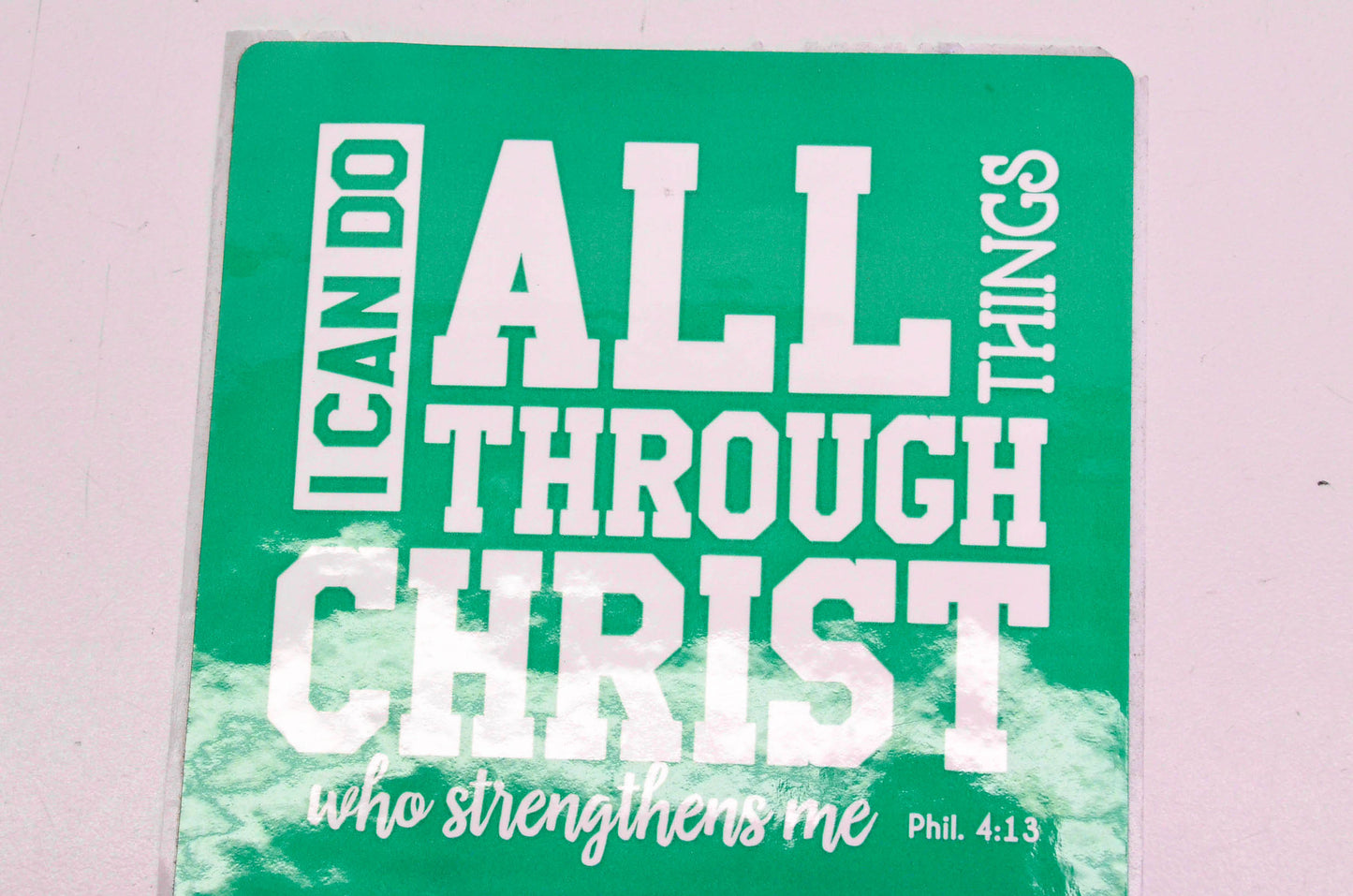 Aftermarket I Can Do All Things Through Christ Sticker Green NOS