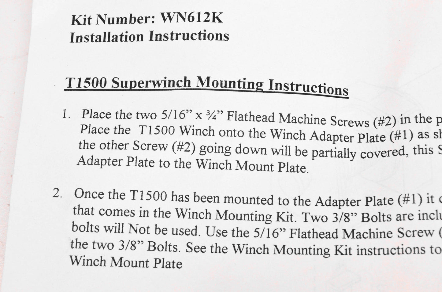 Cycle Country WN612K Winch Mount Kit NOS