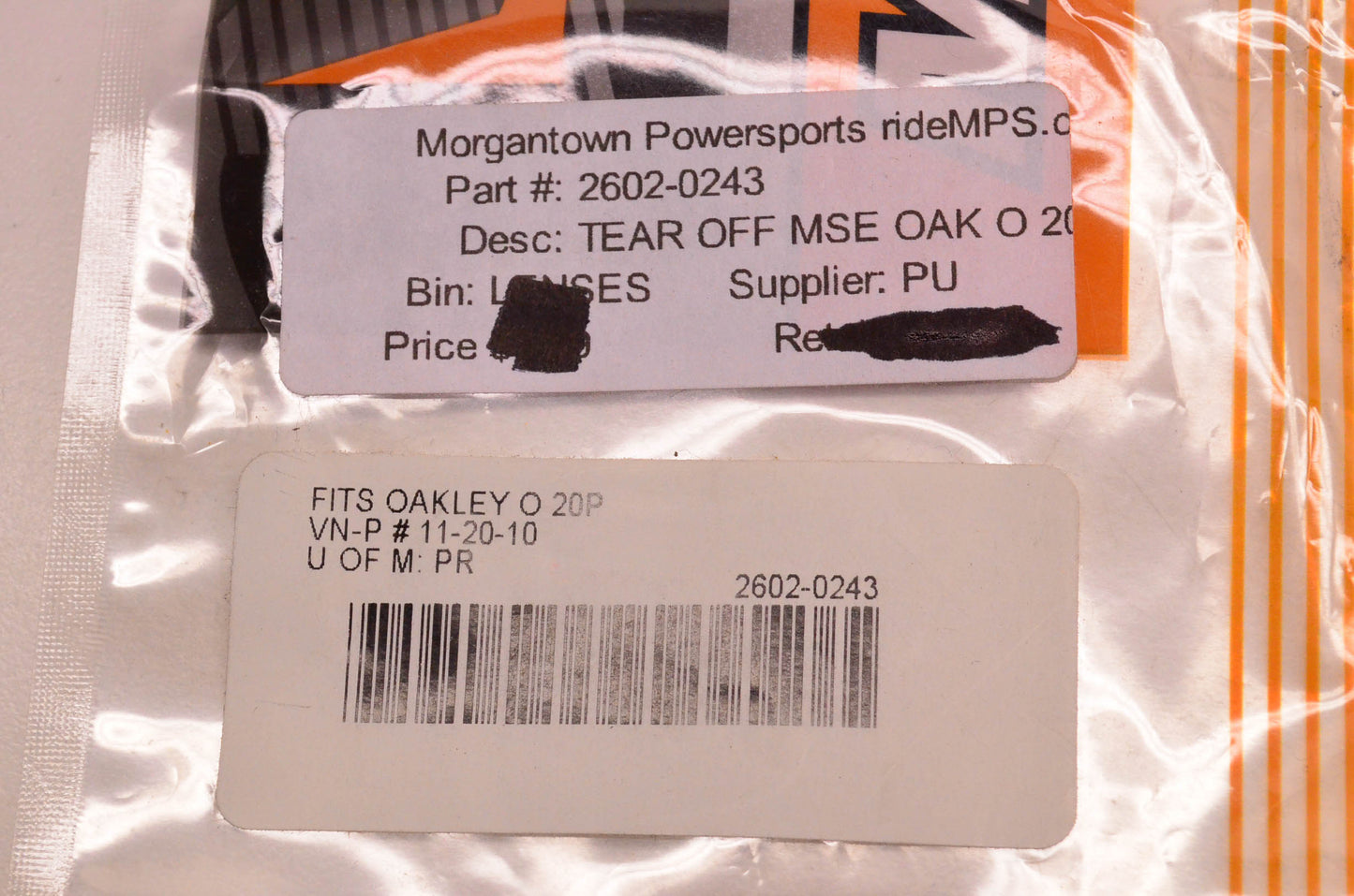 Moose Racing 2602-0243 Tear Off 20 Pack NOS