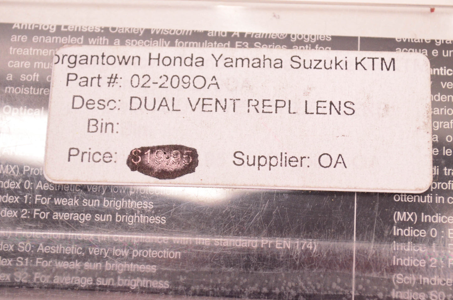 Oakley 02-209OA, 02-209 Orange Tint Dual Vent Replacement Lens NOS