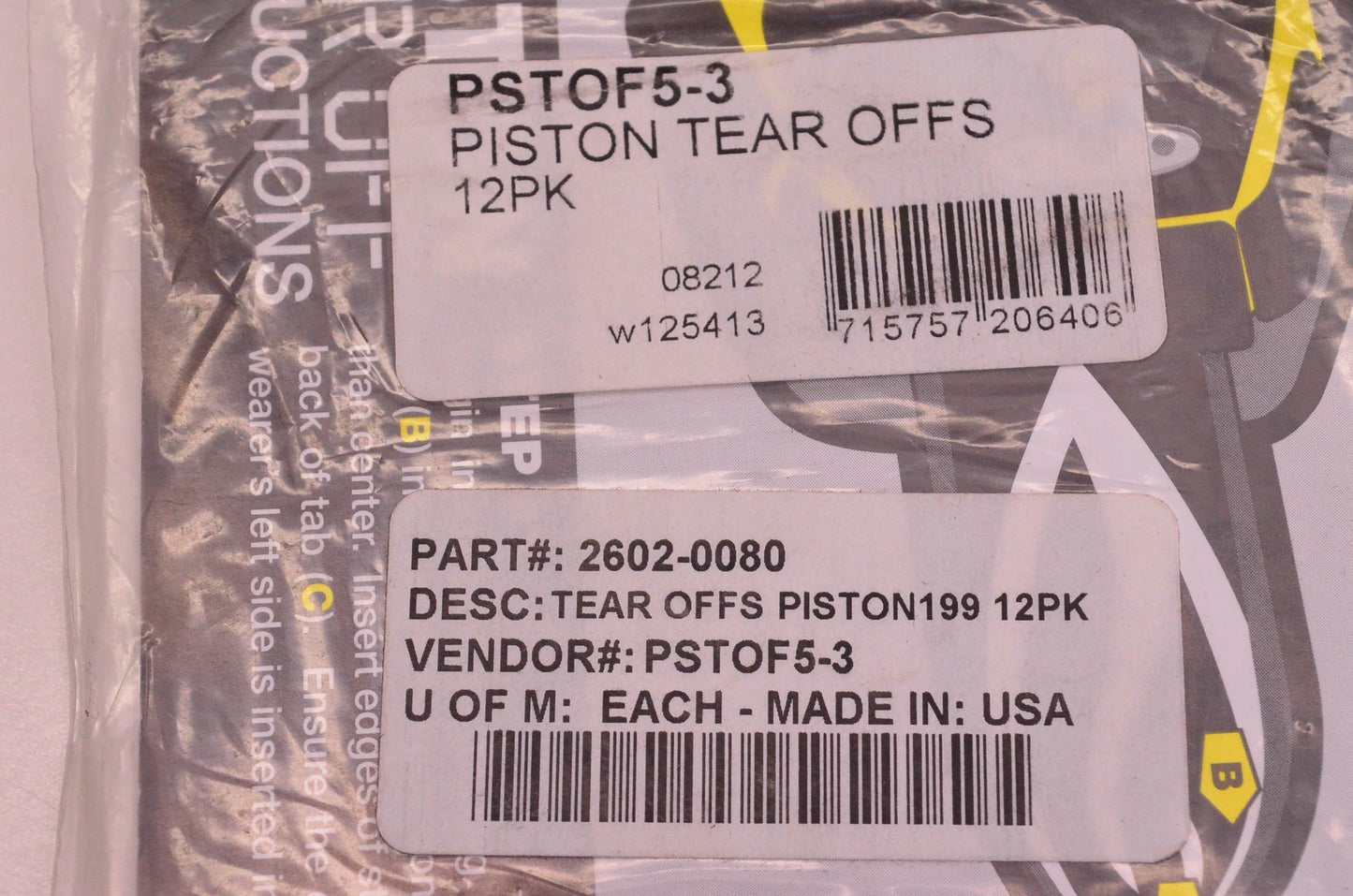 Smith 2602-0080 Piston Tear Offs 12 Pack NOS