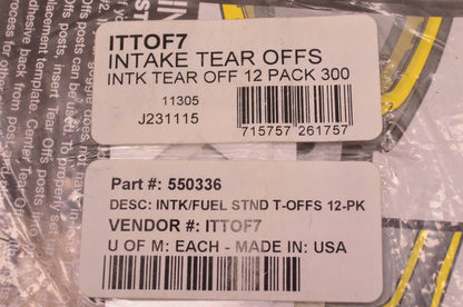 Smith 550336 Intake Tear Offs 12 Pack NOS