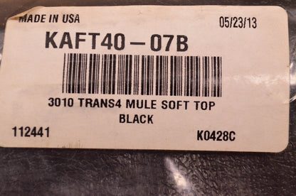 New OEM Kawasaki KAFT40-07B, 000114-35-95 Mule Trans 4x4 Soft Top Kit Black NOS
