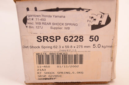 Race Tech 11-450, SRSP 6228 50, 21A3 Dirt Shock Spring Kit NOS