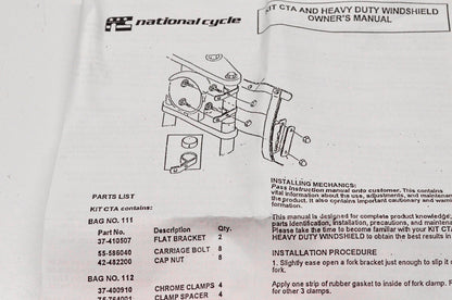 National Cycle 1400-370, 37-400910, 75-764001 Heavy Duty Windshield Hardware NOS