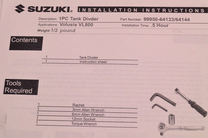 New OEM Suzuki 99950-64133 Tank Divider Piece NOS