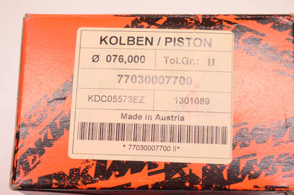 New OEM KTM 77030007700, 1301689 Piston Kit D=76 NOS