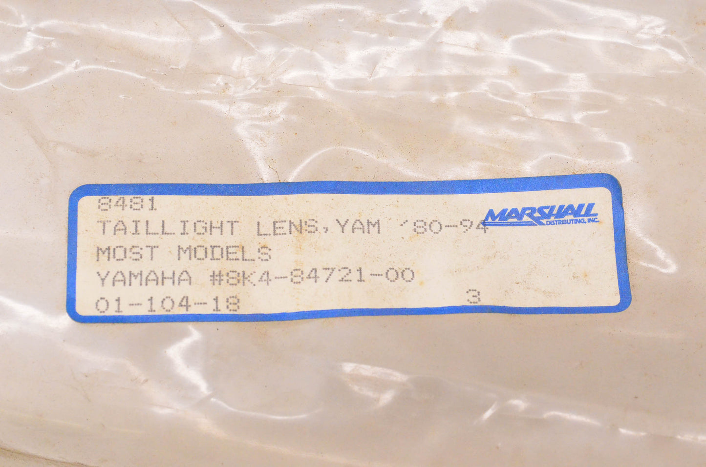 Marshall 8K4-84721-00, 8K4-84721-00-00 Taillight Lens NOS