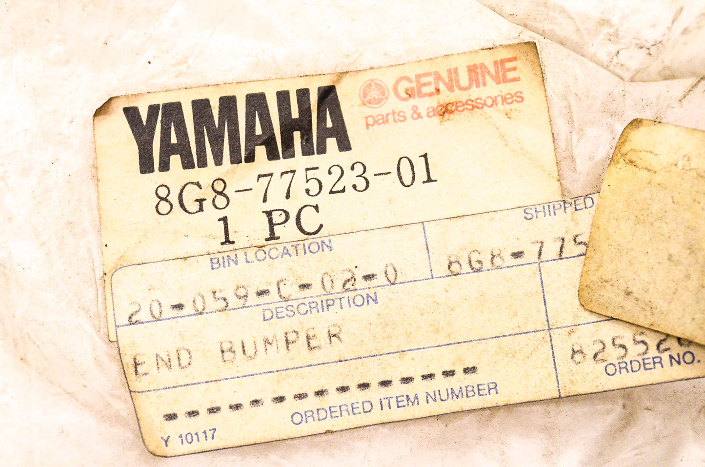 New OEM Yamaha 8G8-77523-01-00 Bumper End Cap NOS