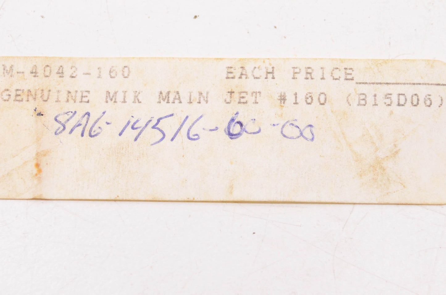 New OEM Yamaha 8A6-14516-60-00 Main Jet #160 NOS