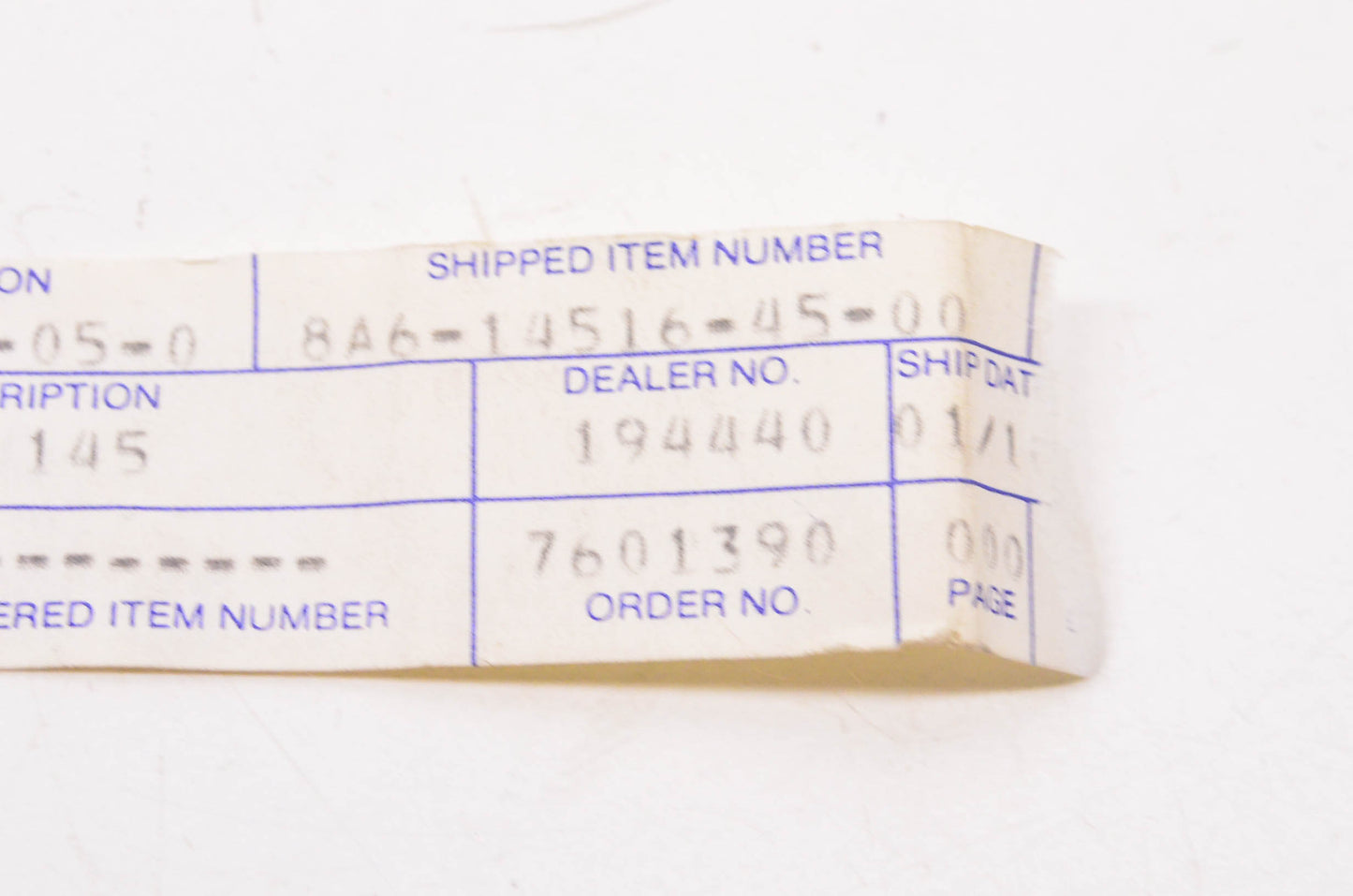New OEM Yamaha 8A6-14516-45-00 Main Jet #145 NOS