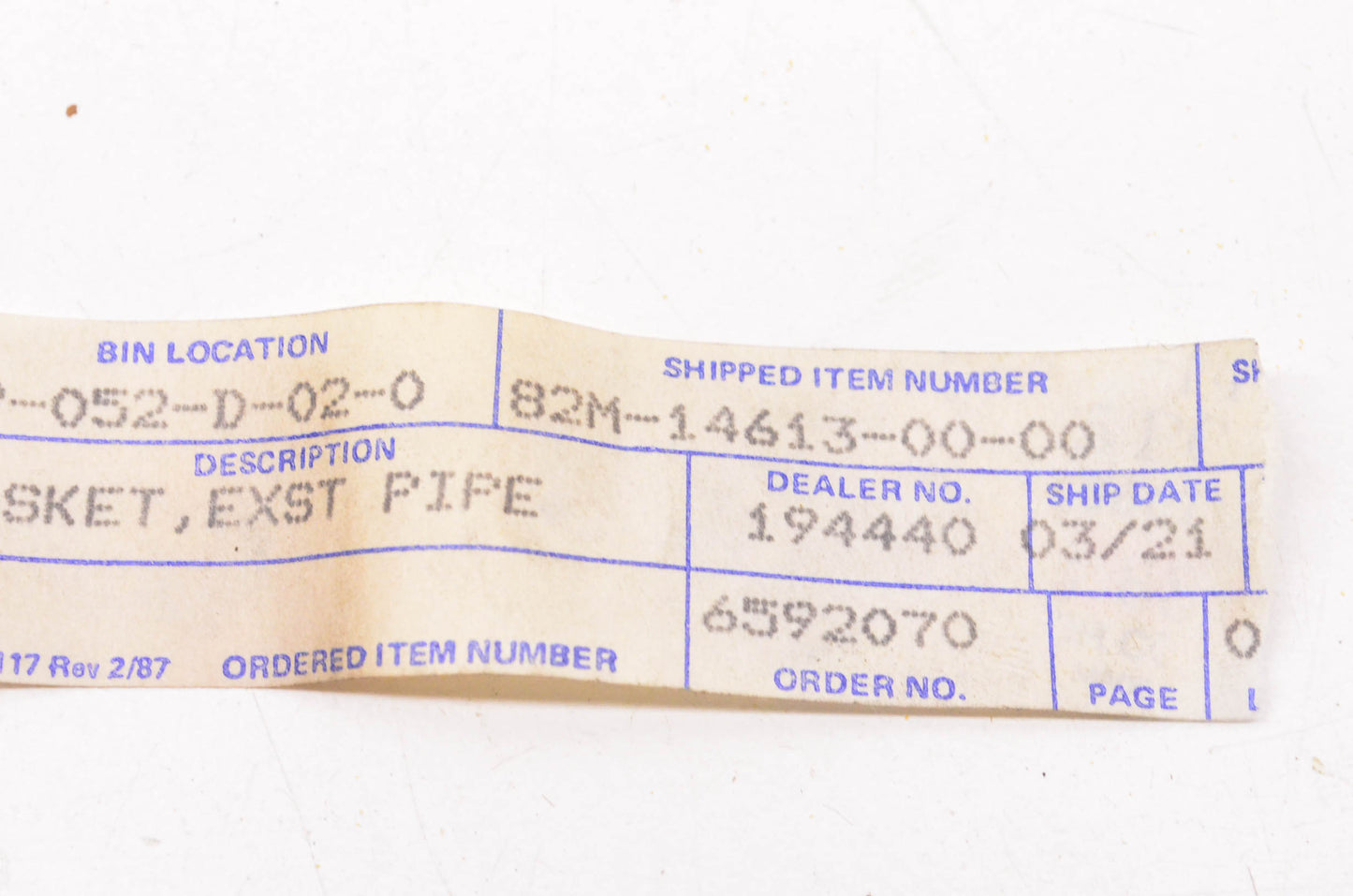 New OEM Yamaha 82M-14613-00-00 Exhaust Pipe Gasket NOS
