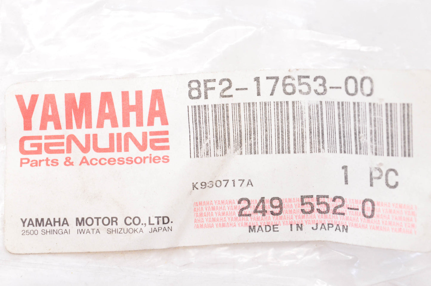 New OEM Yamaha 8F2-17653-00-00 Slider NOS