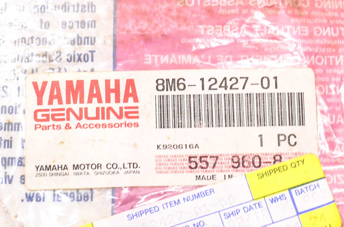 New OEM Yamaha 8M6-12427-01-00 Gasket NOS
